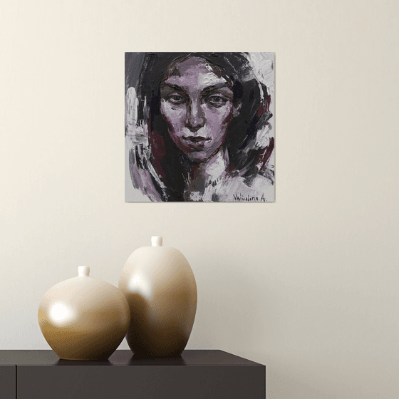 Abstract girl portrait Original acrylic painting