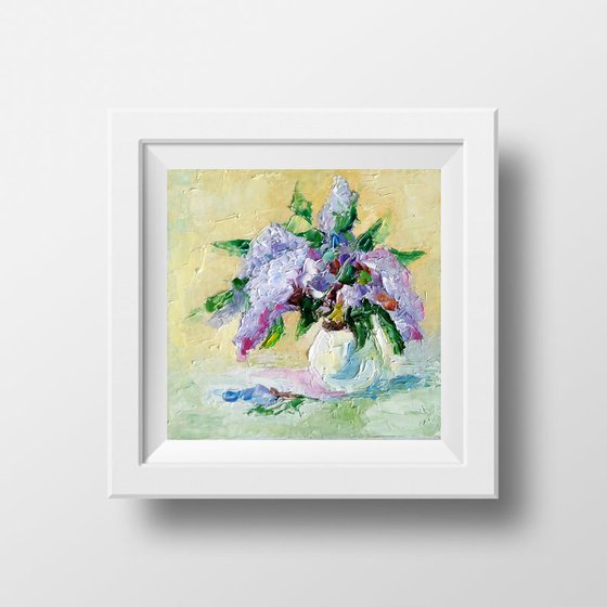 Lilac Painting Original Art Small Floral Artwork Flower Wall Art