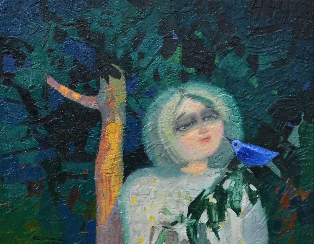 Blue Bird By Vytautas Laisonas, 20 X 16, Artwork For Sale On Artfinder