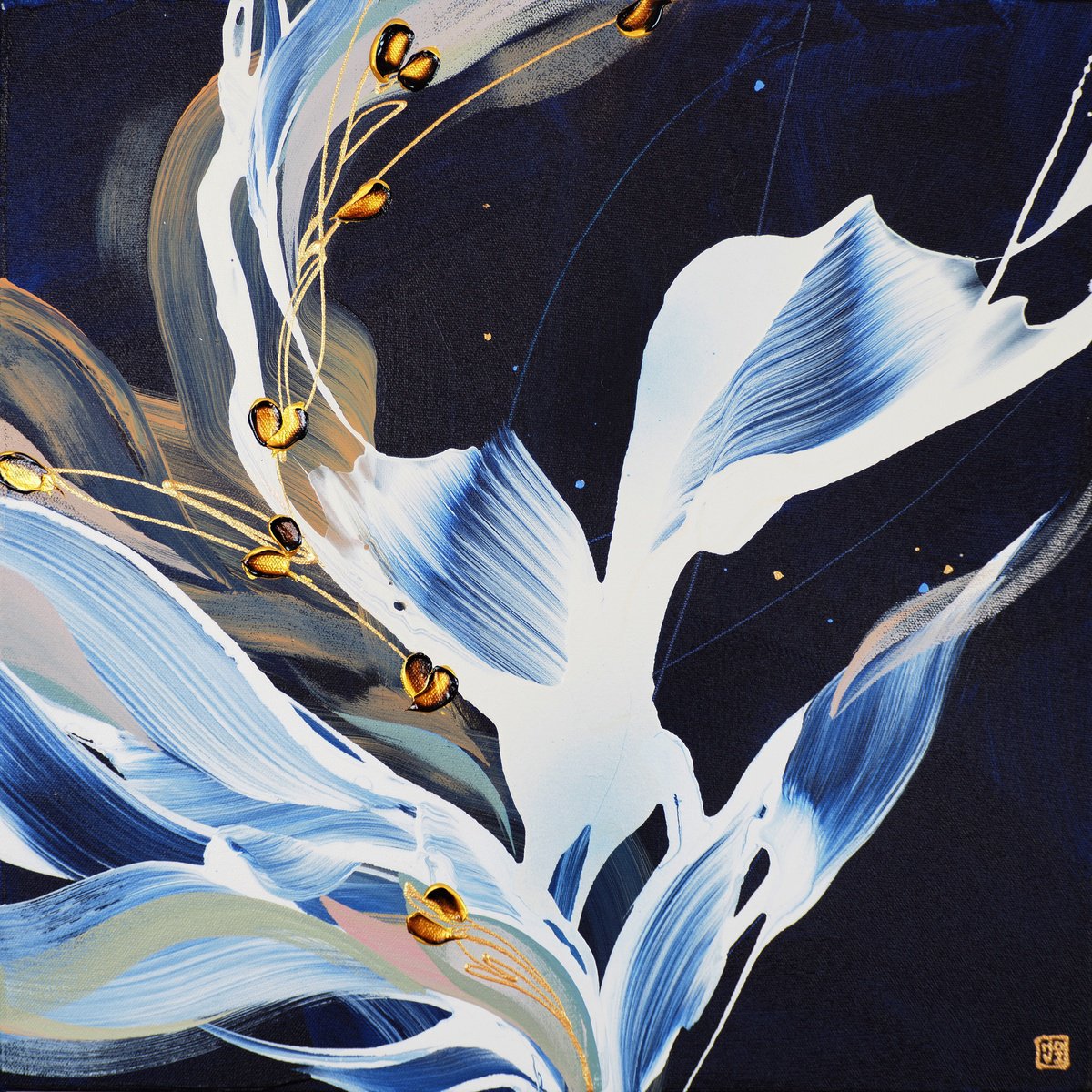 Abstract Acrylic Painting By Novi Lim, 20 X 20", Shape Of Nature V, Original Artwork