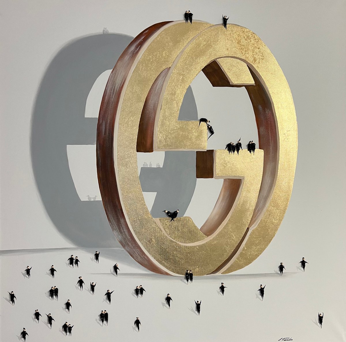 Abstract Portrait Acrylic Painting By Eka Peradze, 39 X 39, Freedom People ,,Gg - ? Eka Peradze Art, Original Artwork