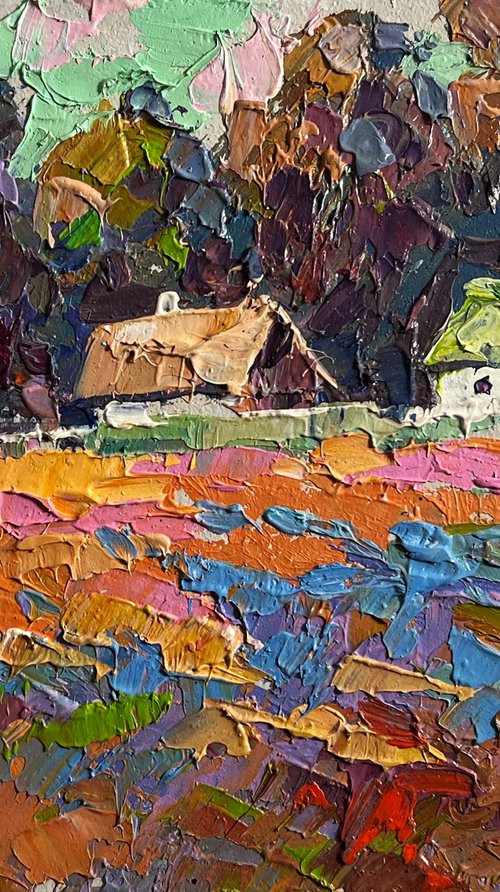 Colourful fields and village by Kalenyuk Alex