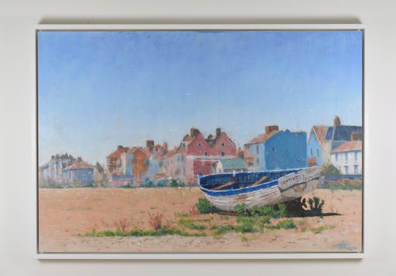 Aldeburgh Suffolk, Boat On Beach, Framed Oil On Board 35" x 24.5"