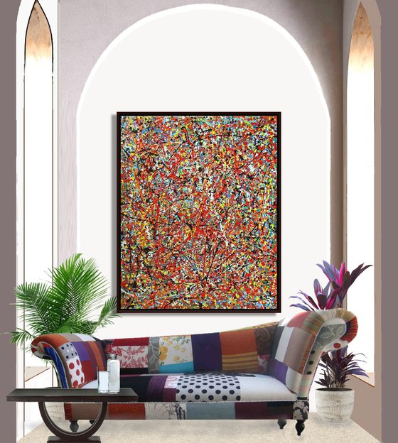 FULL OF LIFE, POLLOCK MODE, XL,  framed