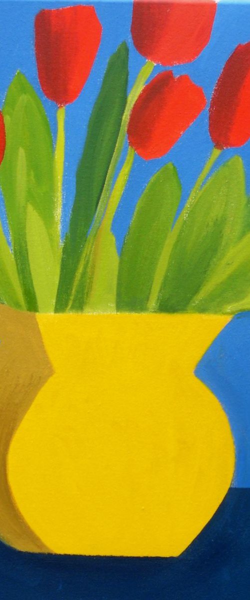Tulips in a Yellow Vase by Jan Rippingham