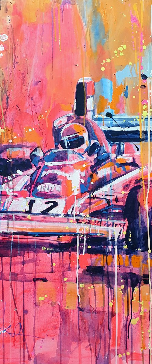 Niki Lauda Driving a Ferrari by Marta Zawadzka