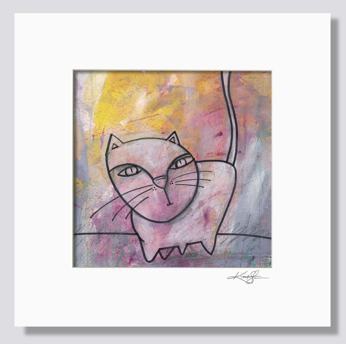 Expressive Animal Painting By Kathy Morton Stanion, 12 X 12", Cat 7, Original Artwork