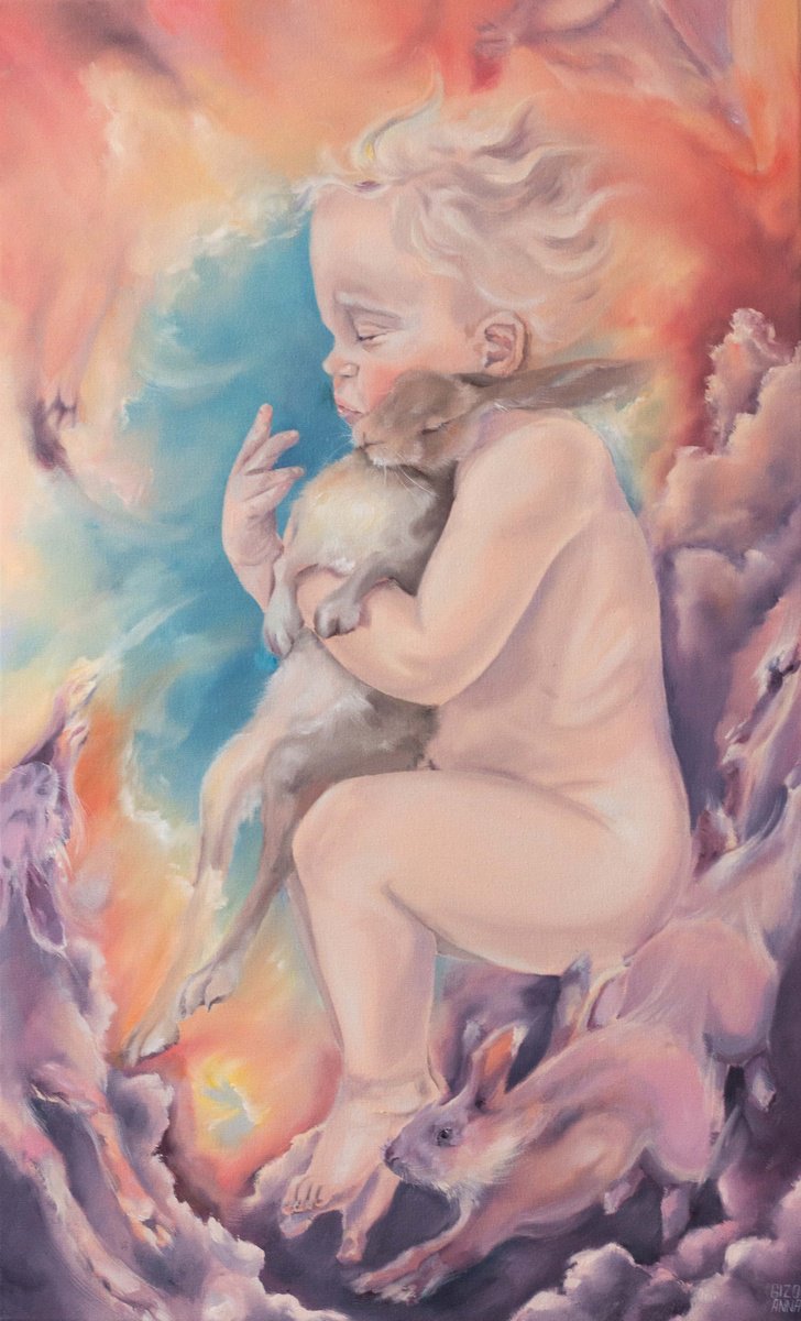 Surrealistic Portrait Oil Painting By Anna Gizo, 22 X 35, Eirene, Original Artwork