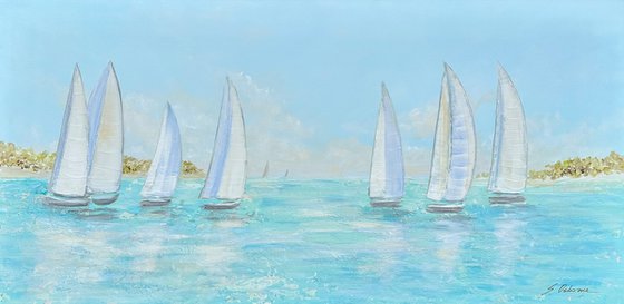 ALL ABOUT BOATS. Regatta Modern Seascape Coastal Painting