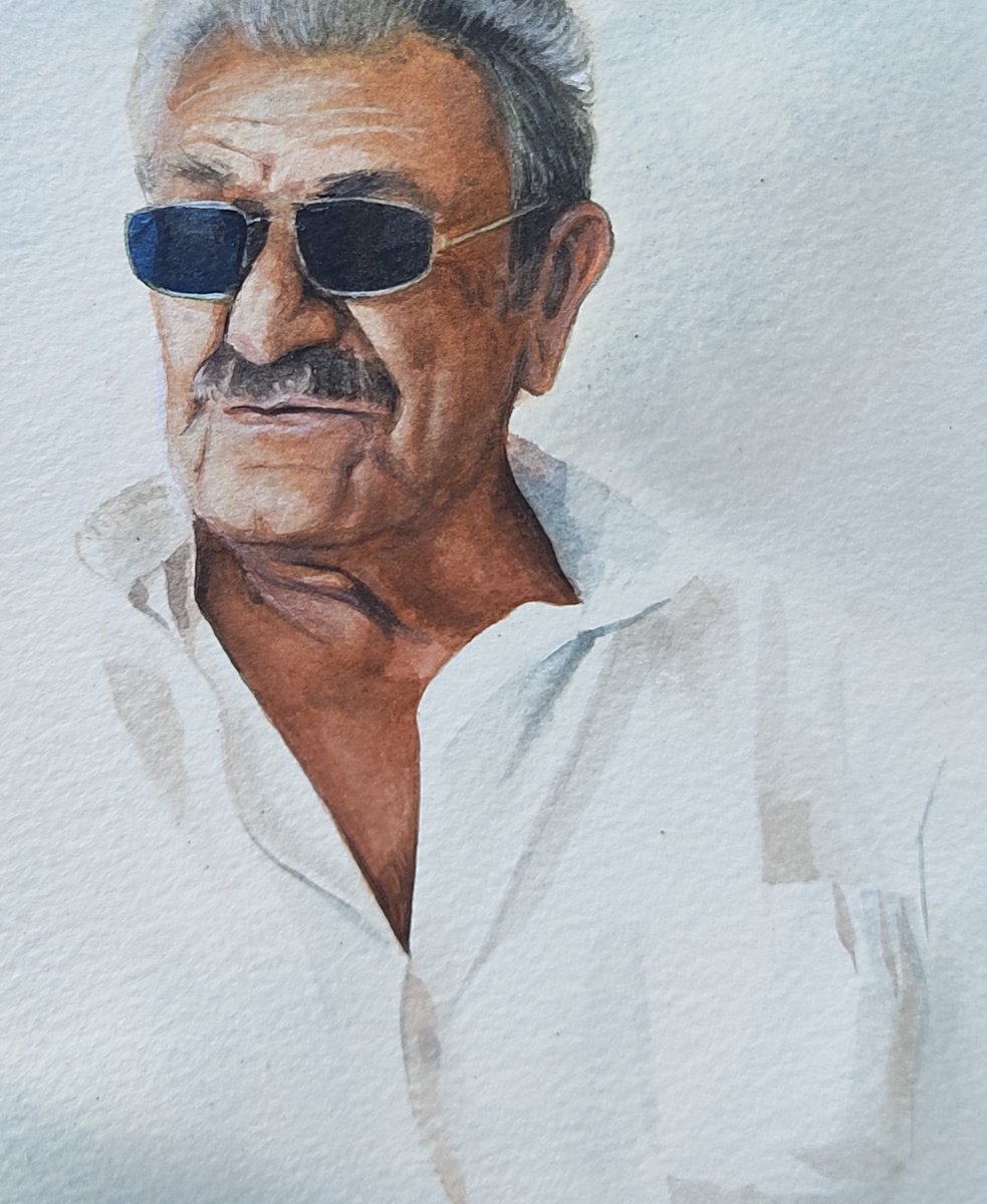Photorealistic Portrait Watercolour By Andromachi Giannopoulou, 6 X 7, Rigas, Original Artwork