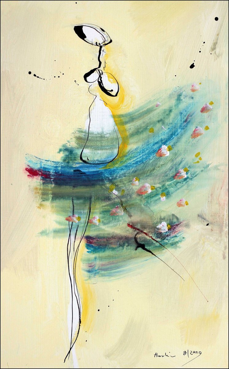 Portrait Acrylic Painting By Jiri Havlik, 13 X 21, Dancing, Original Artwork