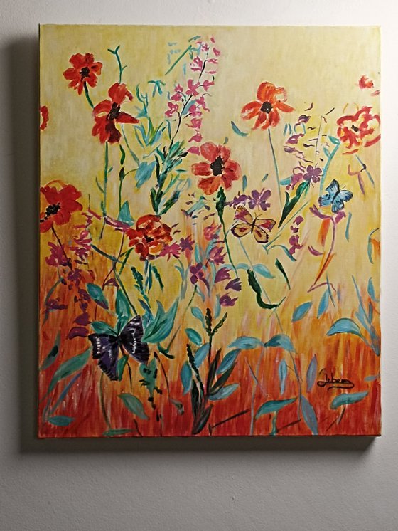 Butterflies and flowers