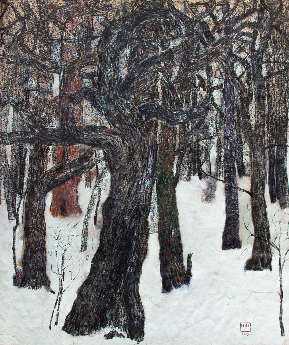 Winter forest 1. Graphics. Wax pencil. by Igor (Krapar) Shcherbakov