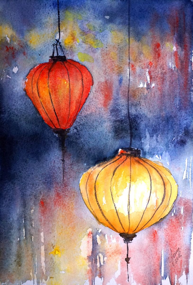 Lantern watercolor deals painting