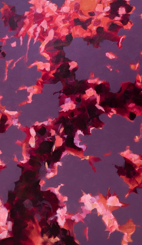 Violet, pink and red floral abstraction, impressionism inspired UNSTRETCHED by Fabienne Monestier