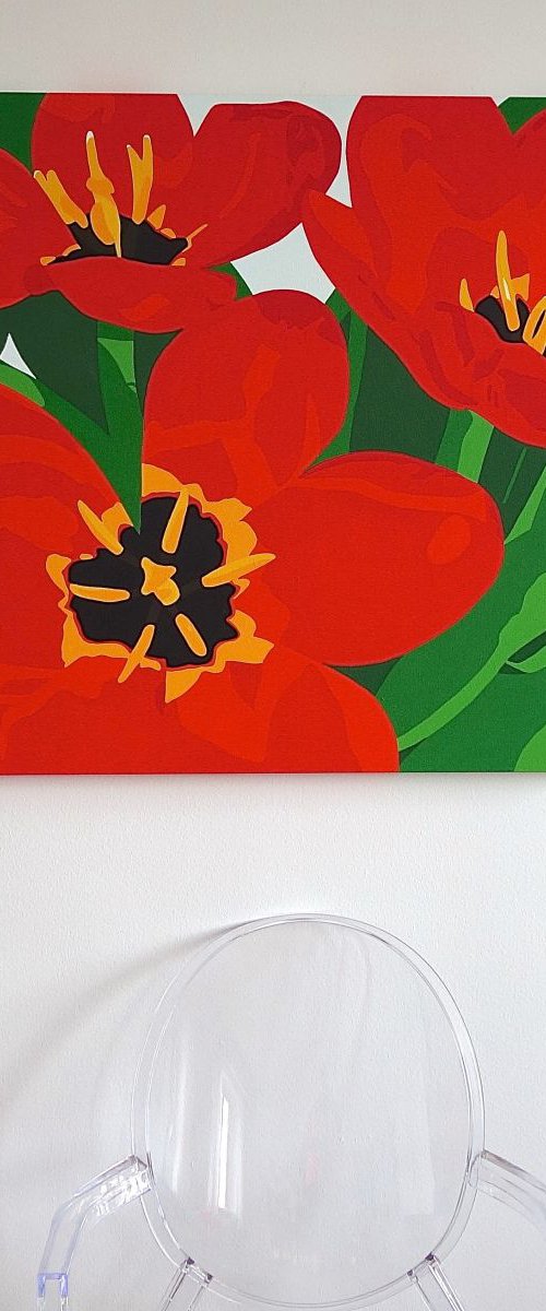 Fierce Red Tulips by Susan Porter