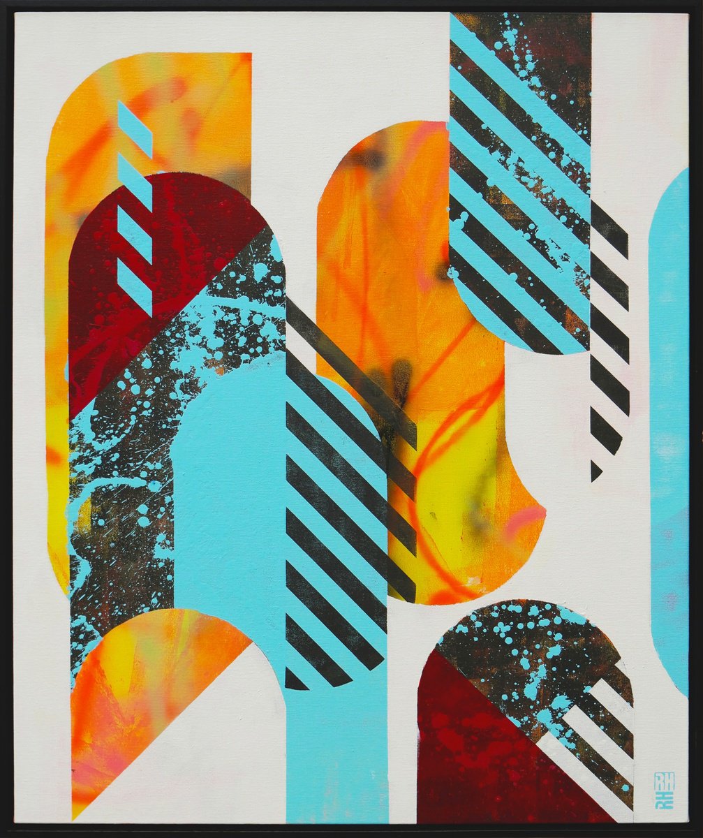 Abstract Acrylic Painting By Ronald Hunter, 37 X 45", Icon #21, Original Artwork