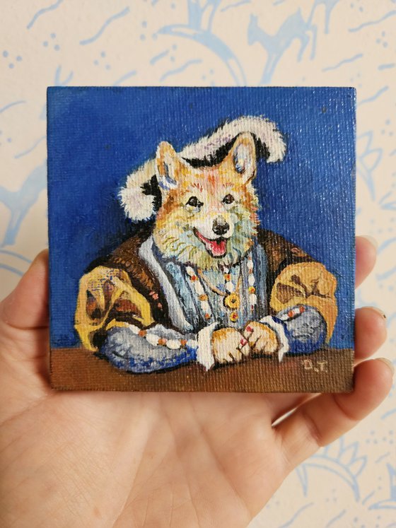 Dog King Henry Oil Miniature