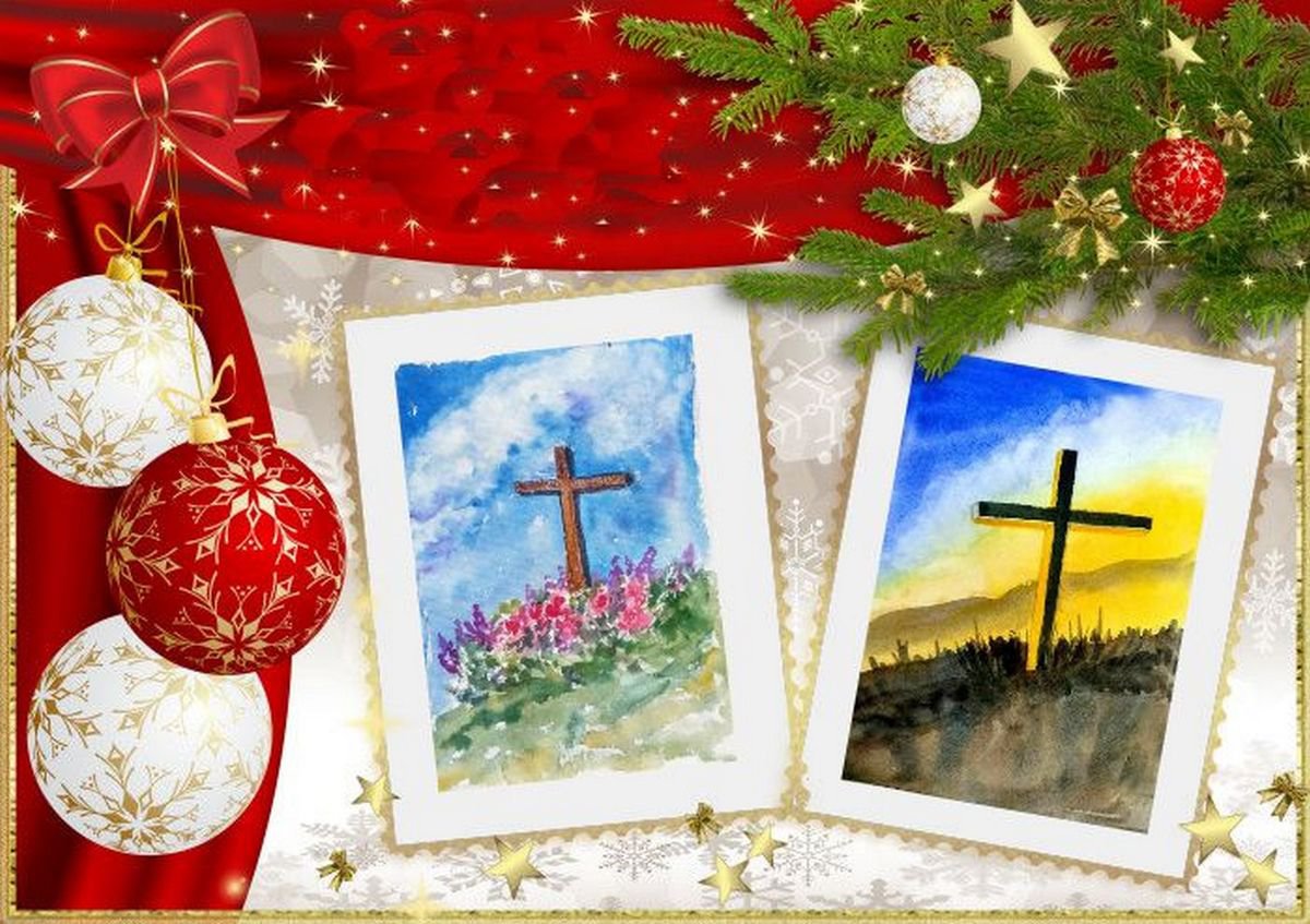 Christian Cross paintings (SET OF TWO) Special X-Mas Combo by Asha Shenoy