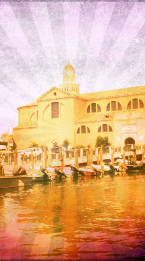 Venice sister town Chioggia in Italy - 60x80x4cm print on canvas 00792m1 READY to HANG by Kuebler