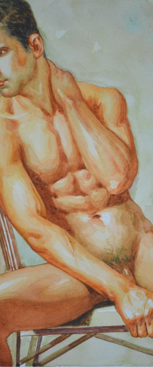 WATERCOLOUR MALE NUDE#16-1-24-02 by Hongtao Huang