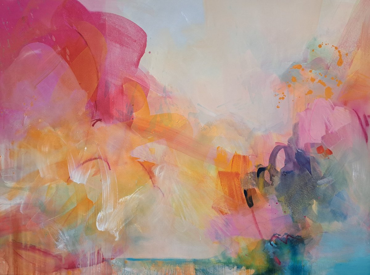 Organic Abstract Acrylic Painting By Claire Chandler, 63 X 47, By The Lake, Original Artwork