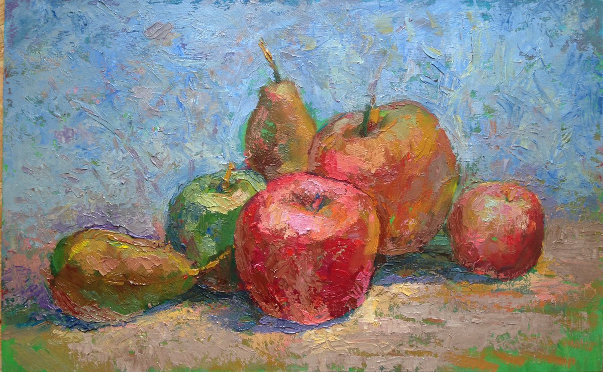 Red Apples Pears painting by Roman Sergienko