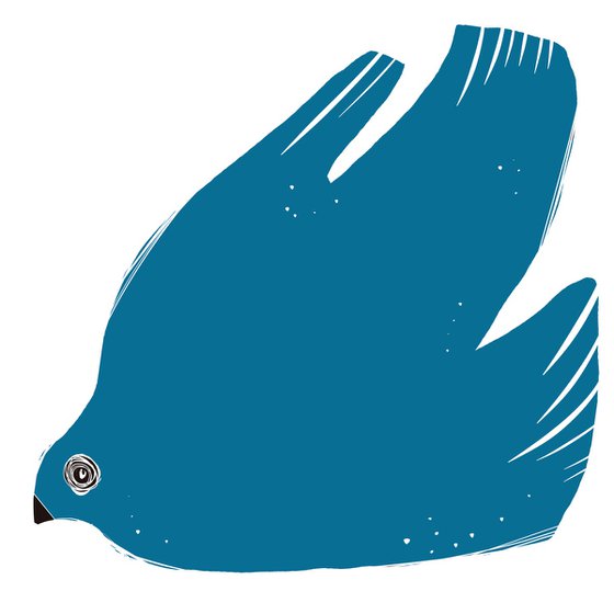 BIRD IN SEA BLUE