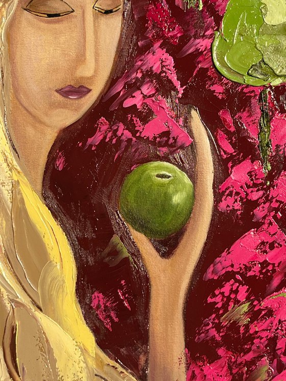 Woman with Apple Original Painting