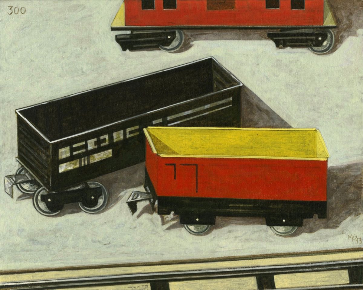 Day 300, still life with toy trains by Markos Kampanis