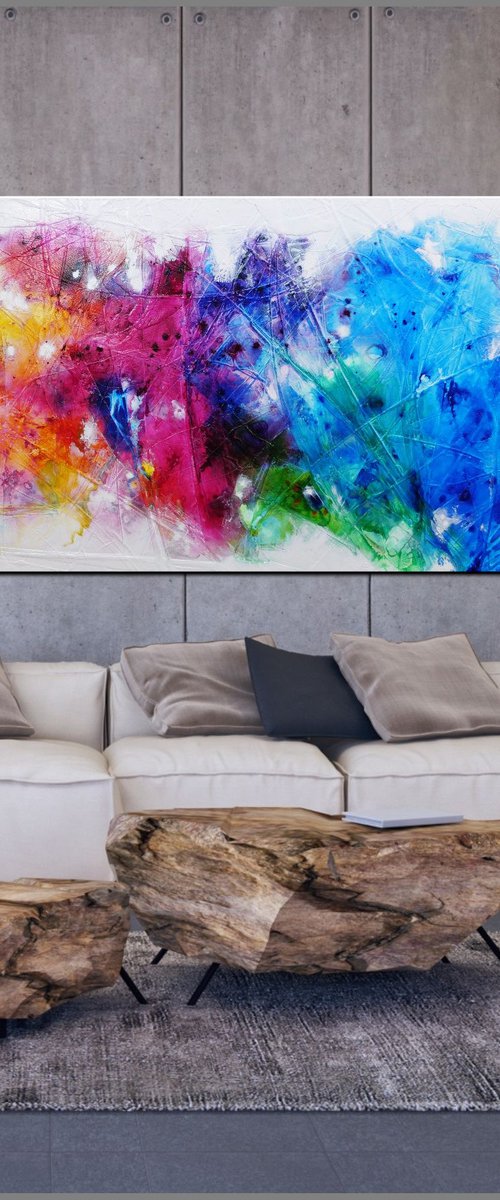 Colour Correction 240cm x 100cm Colourful Textured Abstract Art by Franko