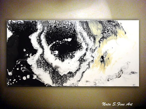 Large Abstract Black and White Acrylic painting