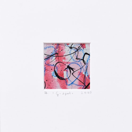 g-spot "Journey" series miniature mixed media mounted small square abstract red black blue