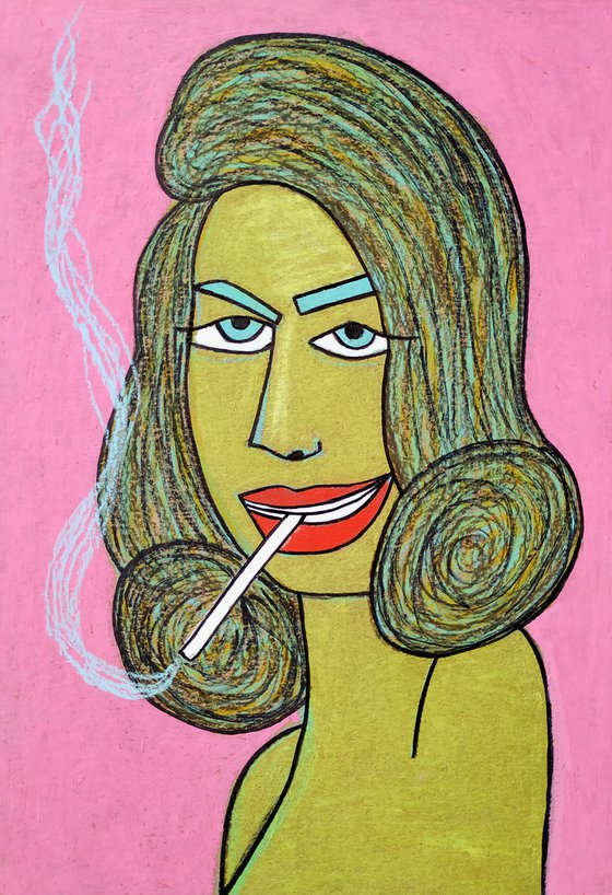 Yellow smoking woman