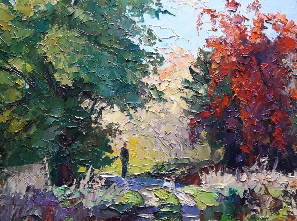 Oil painting Autumn walk Serdyuk Boris Petrovich nSerb793 by Boris Serdyuk