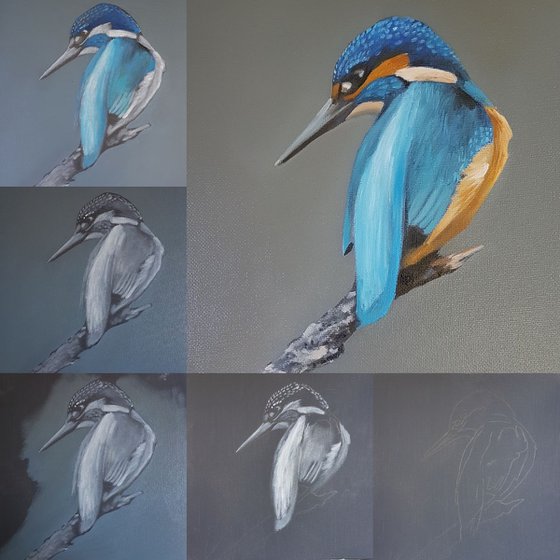 Kingfisher, Bird Artwork, Animal Art Framed