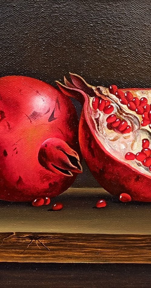 Still life pomegranate (24x30cm, oil painting, ready to hang) by Sergei Miqaielyan