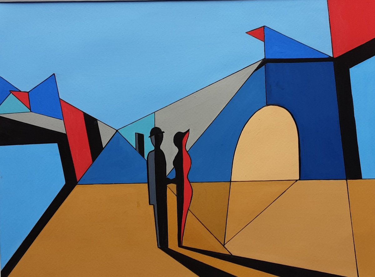 Expressive Portrait Painting By Paul Heron, 21 X 17", Reneandgeorgettemagritteiii, Original Artwork