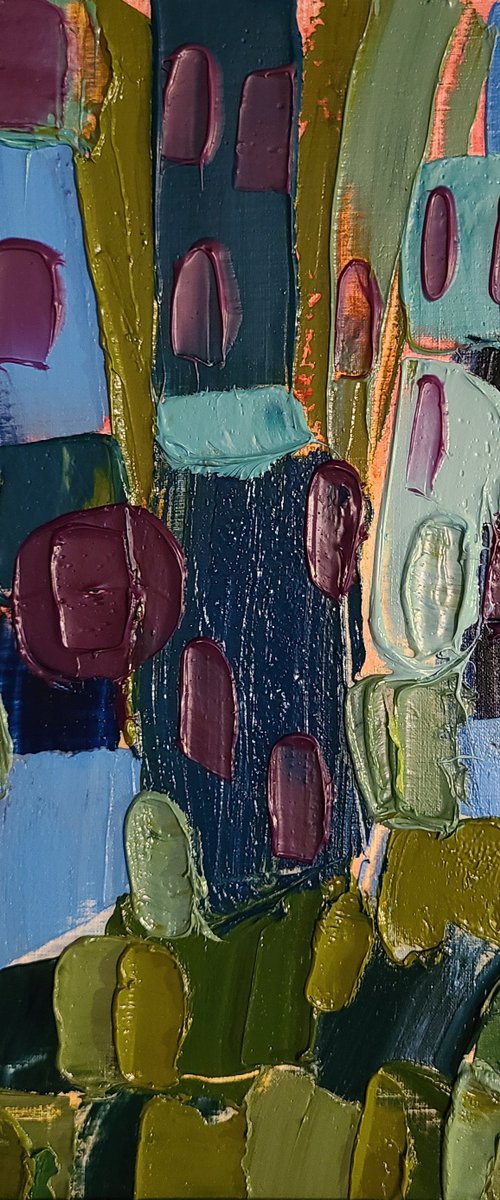 Abstract in blue,  green and purple 4 by Stacy Neasham