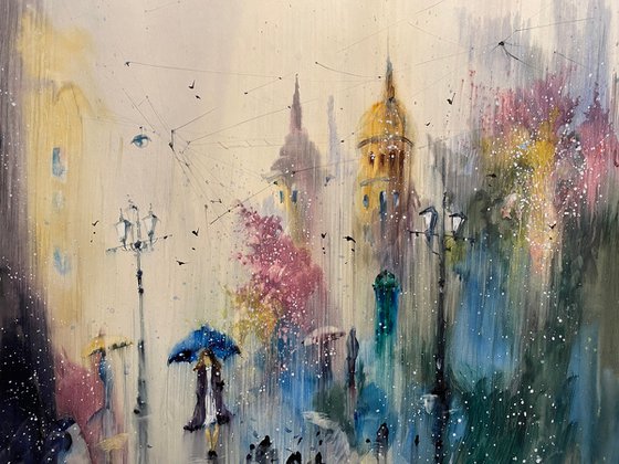 Sold Watercolor “Urban Spring” perfect gift