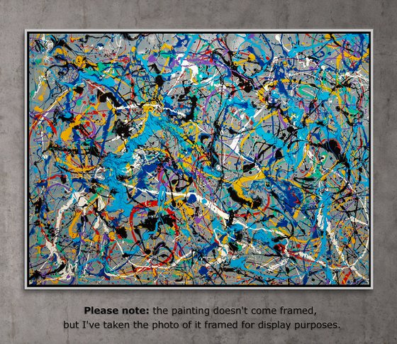 - Ligito N-6 - (W)130x(H)96 cm. Style of JACKSON POLLOCK. Abstract Expressionism Painting