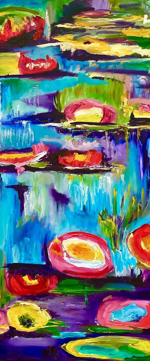 Water Lilies, garden in bloom by Olga Koval