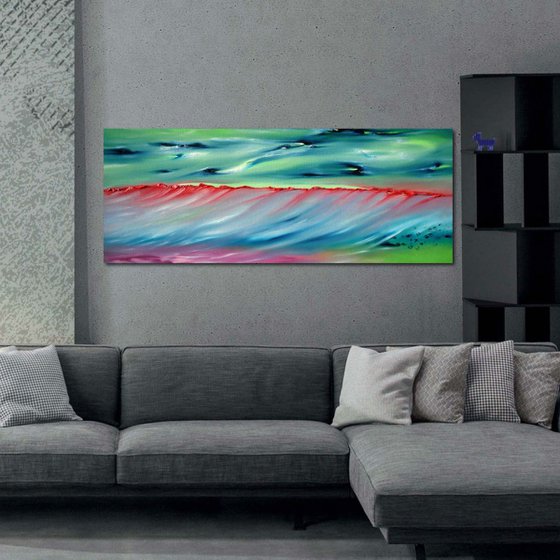 Sense of time - 100x40 cm,  Original abstract painting, oil on canvas