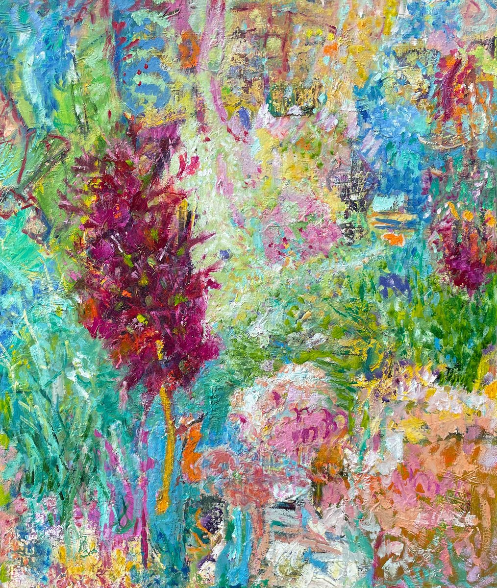 Impressionistic Botanical Oil Painting By Maureen Finck, 20 X 24", Bottlebrush, Original Artwork
