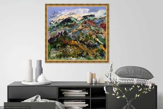 MOUNTAIN LANDSCAPE - landscape art, mountainscape, mountain, expressive  68x73