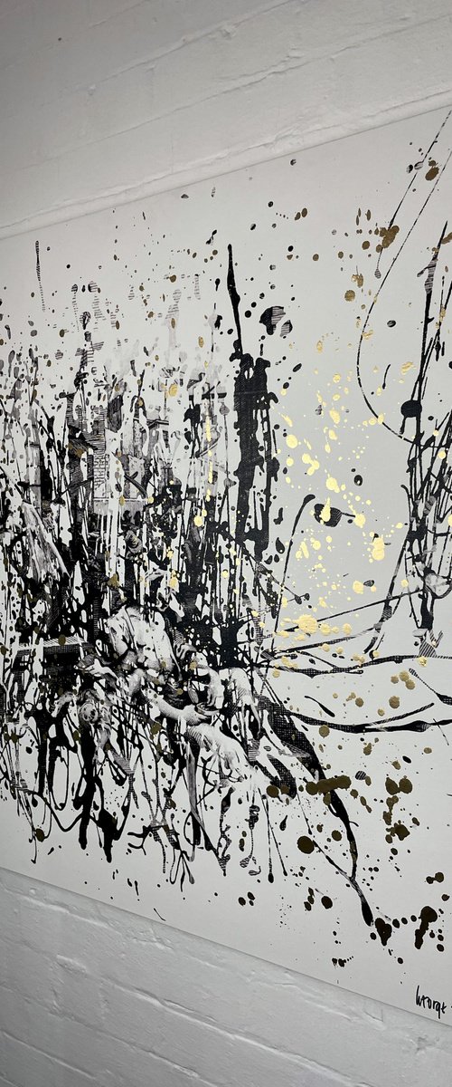 Golden Gin Alley - 101cm squ - mixed media on canvas by George Hall