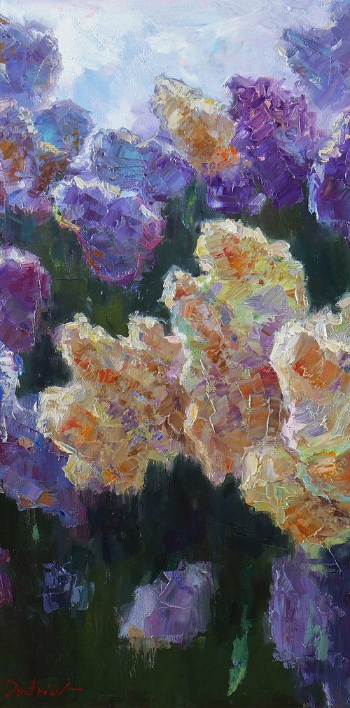 Sunny Lilac Branches - Lilac painting by Nikolay Dmitriev