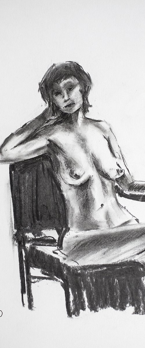 Nude in charcoal. 16. Black and white minimalistic female girl beauty body positive by Sasha Romm