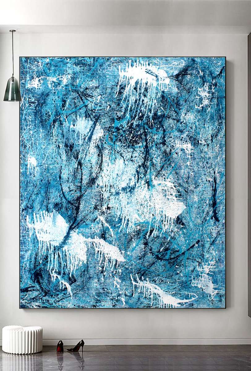 Abstract Acrylic Painting By Veljko Martinovic, 67 X 81", Tears Of Nature, Original Artwork