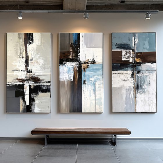 Triptych 240x140 cm Convergence of Tides